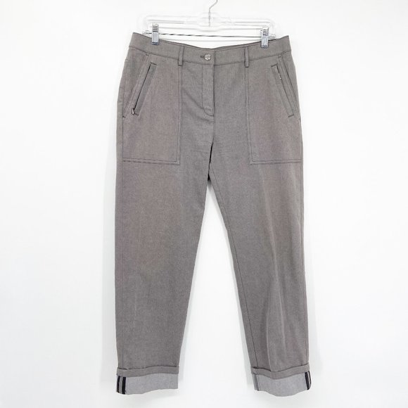 St. John Gray Zip Pockets Cuffed Pants - Picture 1 of 6